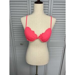 Victoria’s Secret hot pink ruffled bikini swim top push up womens size 34 B